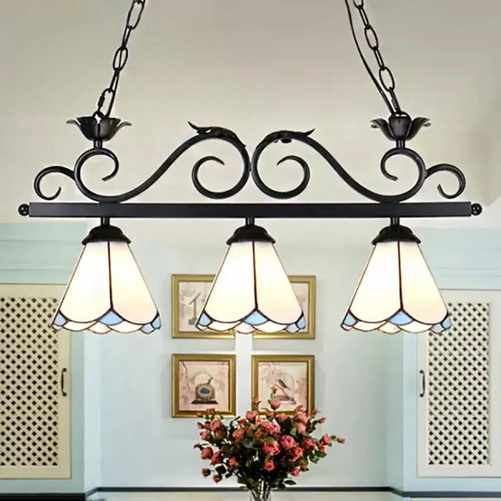 White Floral Island Chandelier