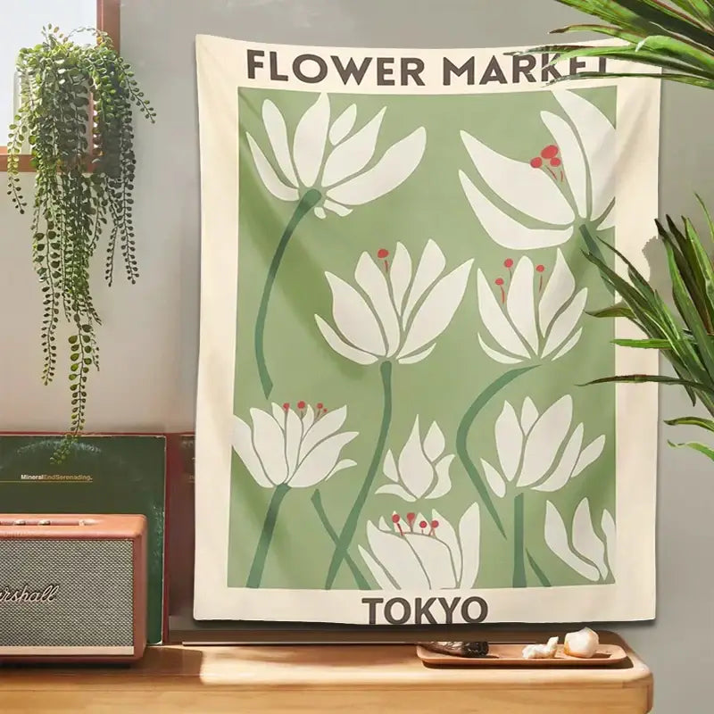Polyester Floral Wall Tapestry