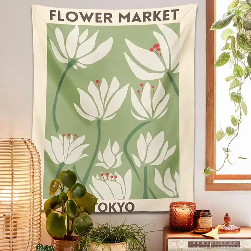 Polyester Floral Wall Tapestry