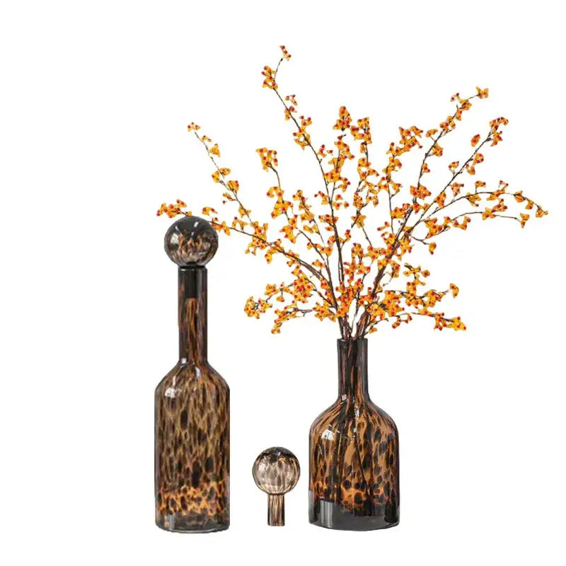 Leopard Print Glass Vase