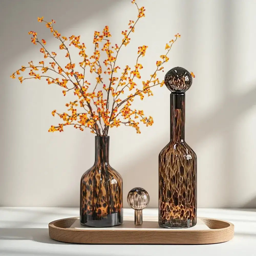 Leopard Print Glass Vase