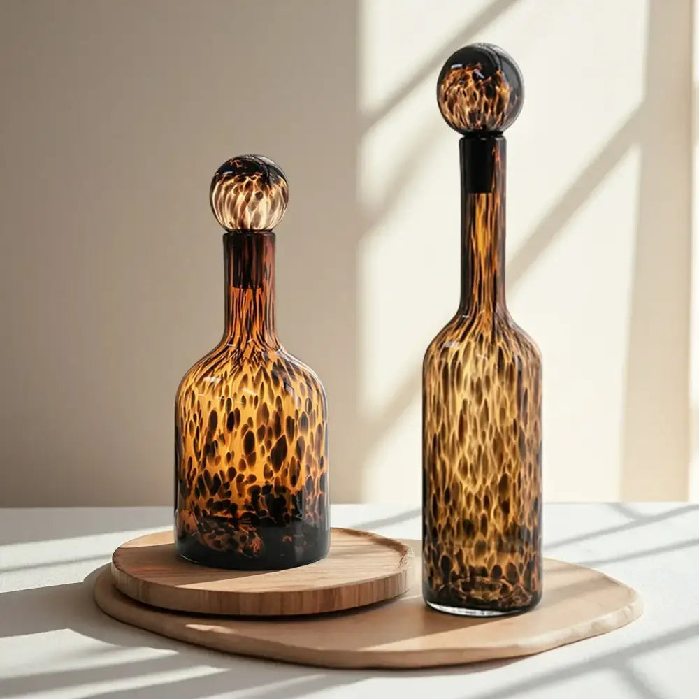 Leopard Print Glass Vase