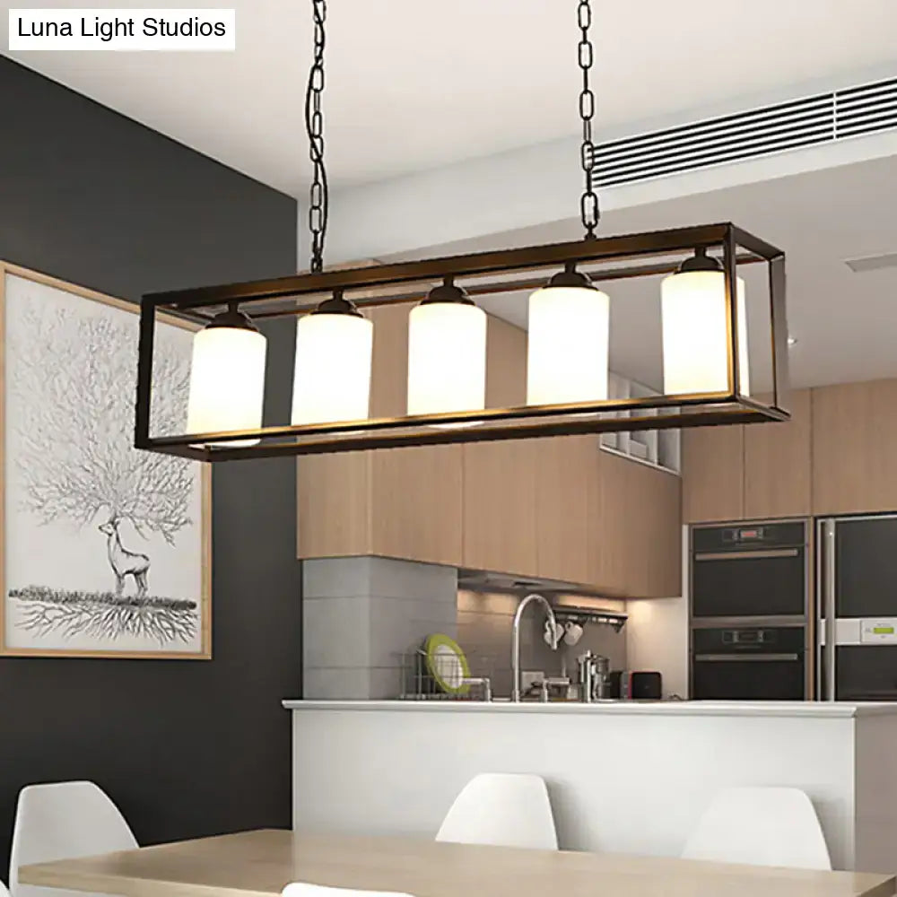 Black Brass Opal Pendant Light