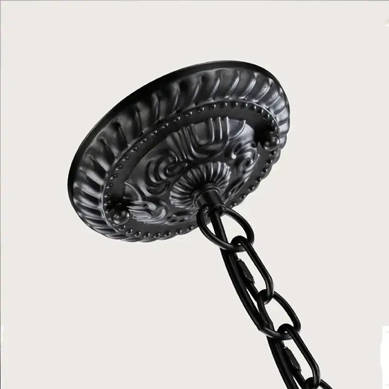 Black Crystal 6-Head Iron Construction Pendant Chandelier