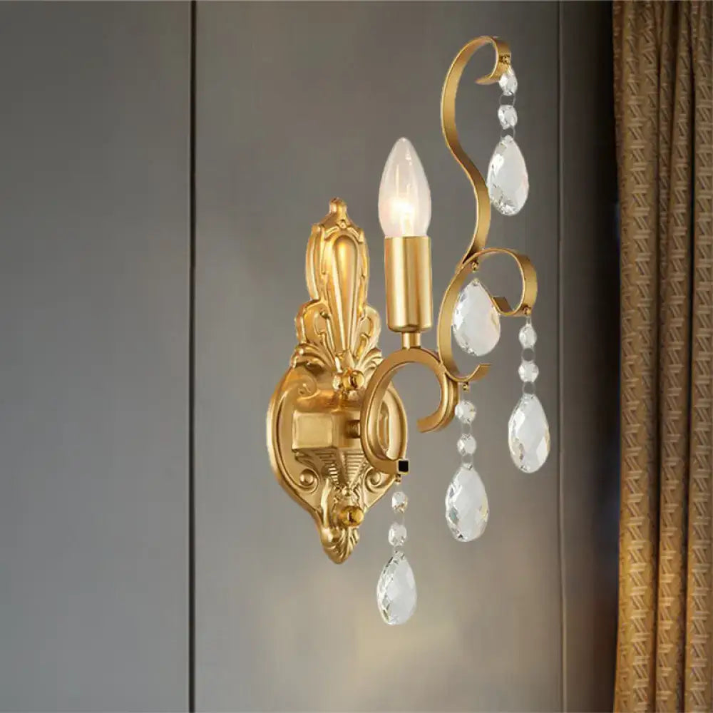 Gold Crystal Traditional Candle Sconce