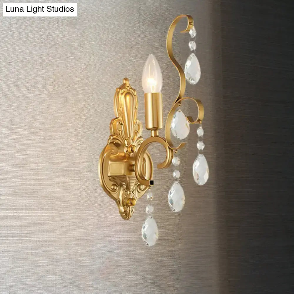 Gold Crystal Traditional Candle Sconce