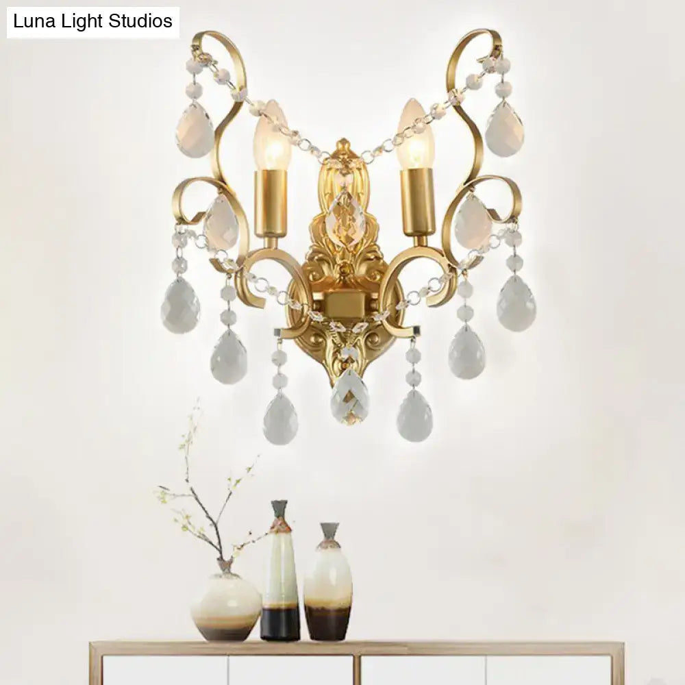 Gold Crystal Traditional Candle Sconce