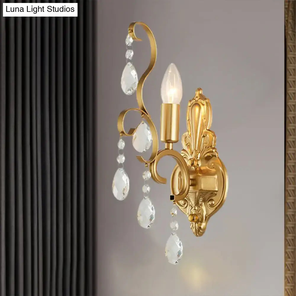 Gold Crystal Traditional Candle Sconce