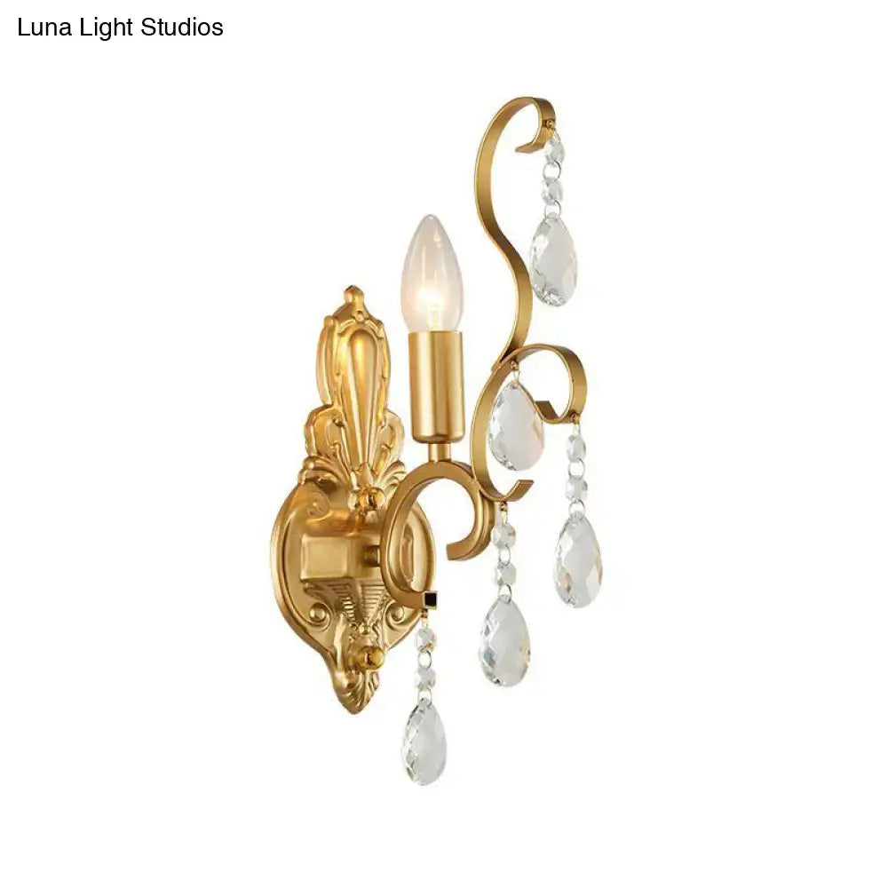 Gold Crystal Traditional Candle Sconce
