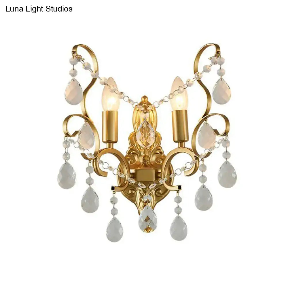 Gold Crystal Traditional Candle Sconce