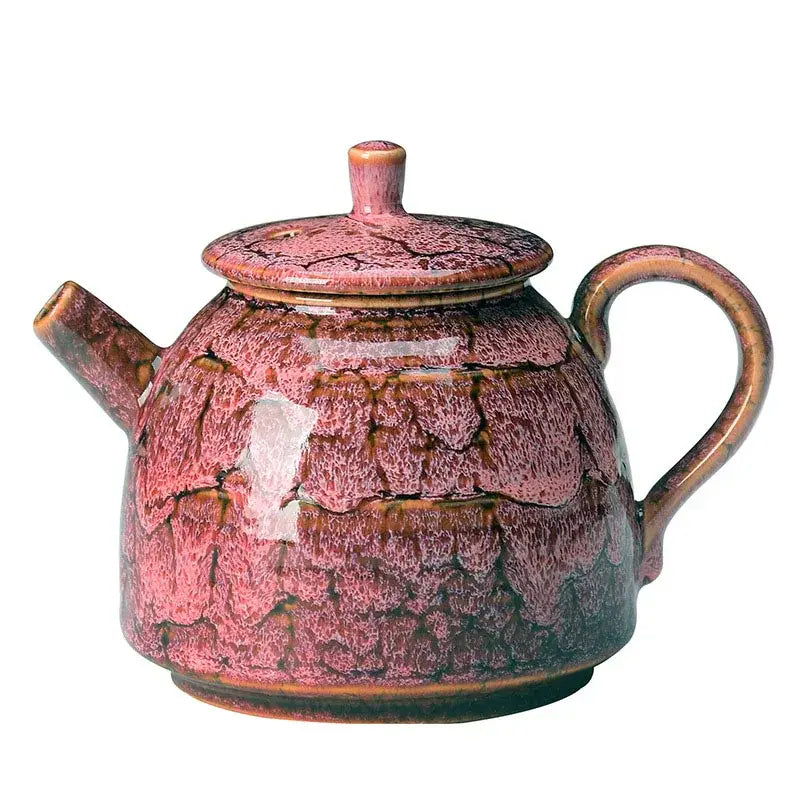 Pink Brown Ceramic Teapot