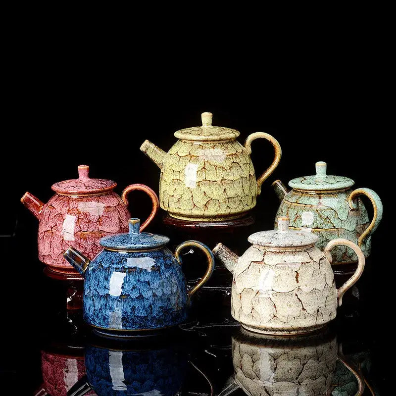 Pink Brown Ceramic Teapot