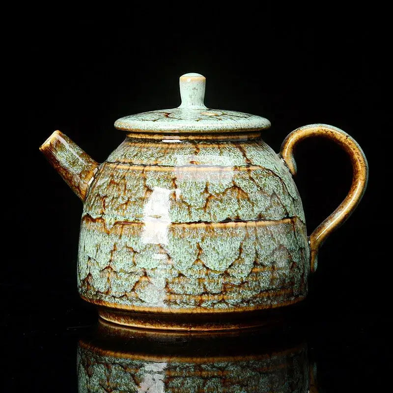 Pink Brown Ceramic Teapot