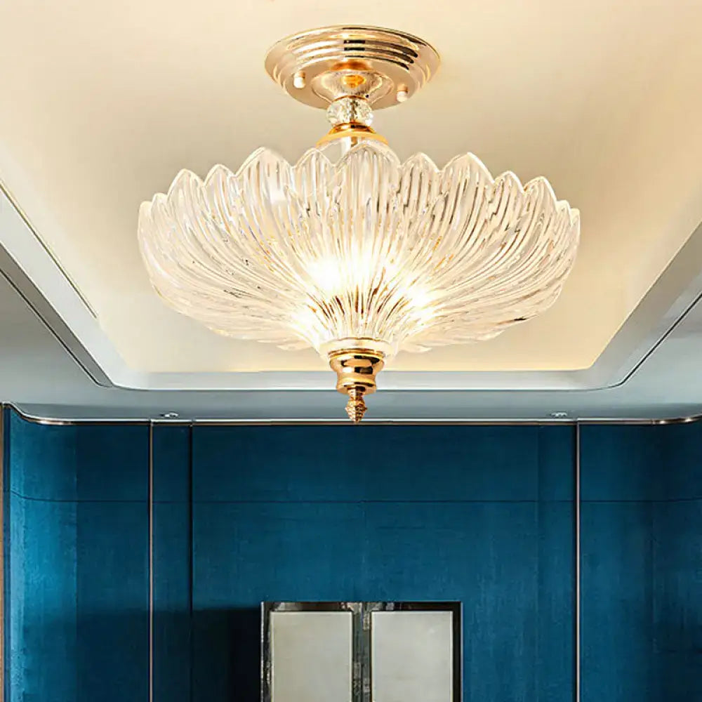 Scalloped Crystal Ceiling Light