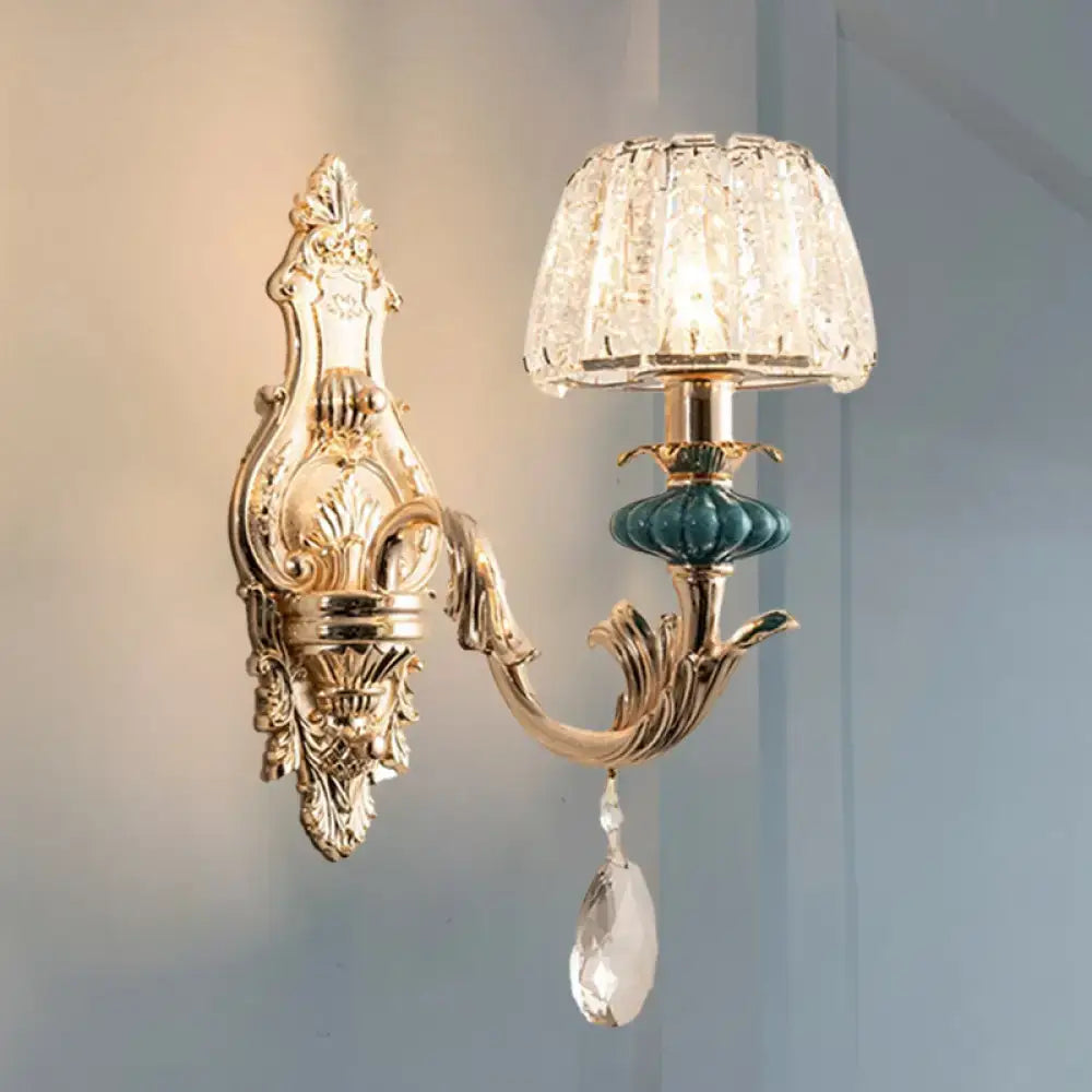 Gold Teal Crystal Wall Sconce