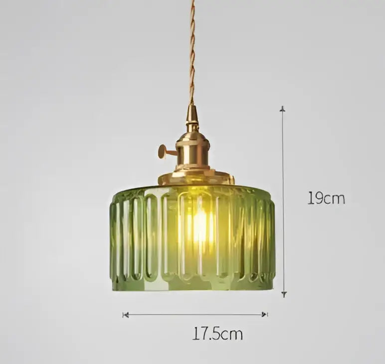 Blue Glass Brass Pendant Light Industrial