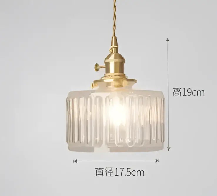 Blue Glass Brass Pendant Light Industrial