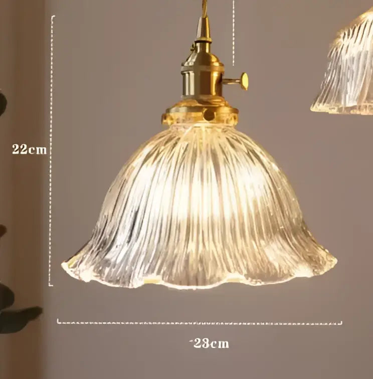 Blue Glass Brass Pendant Light Industrial