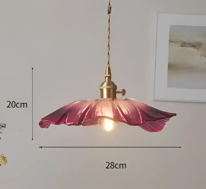 Blue Glass Brass Pendant Light Industrial