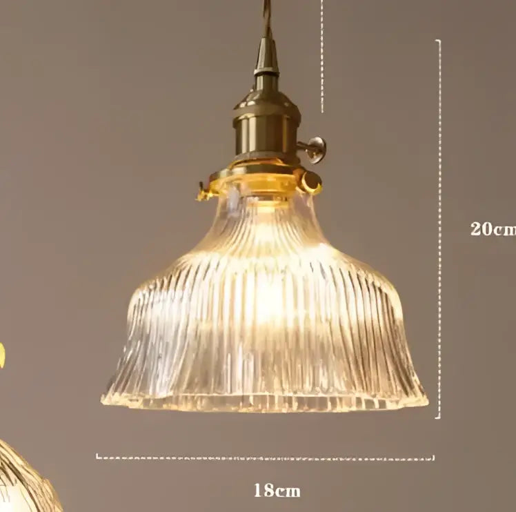 Blue Glass Brass Pendant Light Industrial