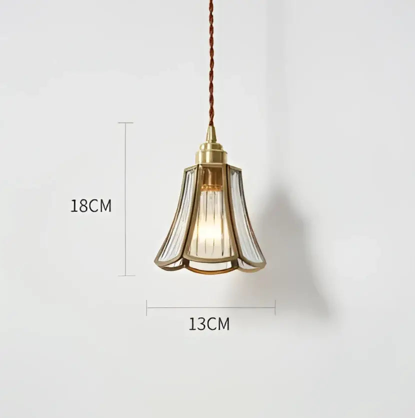 Blue Glass Brass Pendant Light Industrial