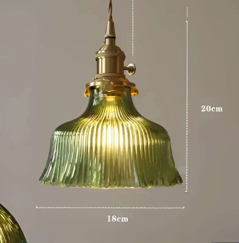 Blue Glass Brass Pendant Light Industrial