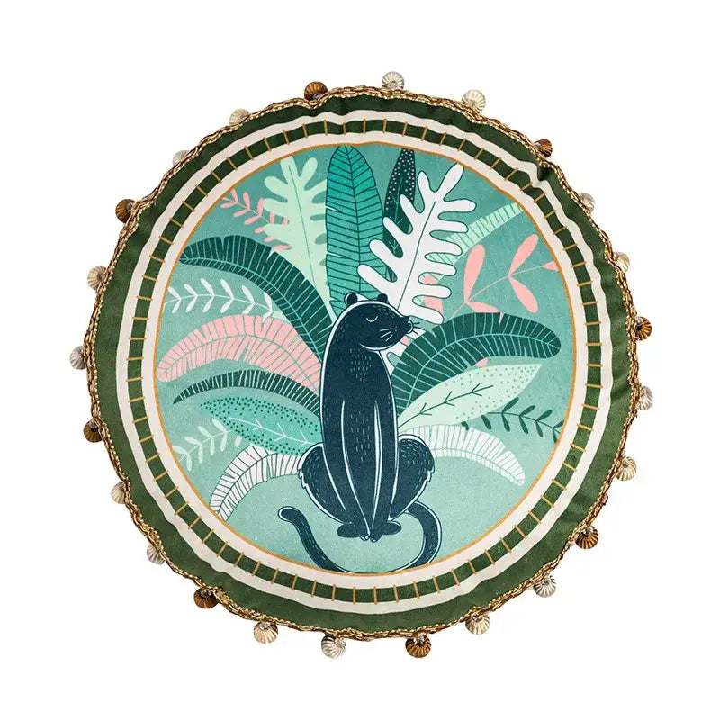 Green Ethnic Tassel Cushion