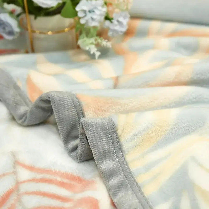 Flannel Leaf Blue Blanket
