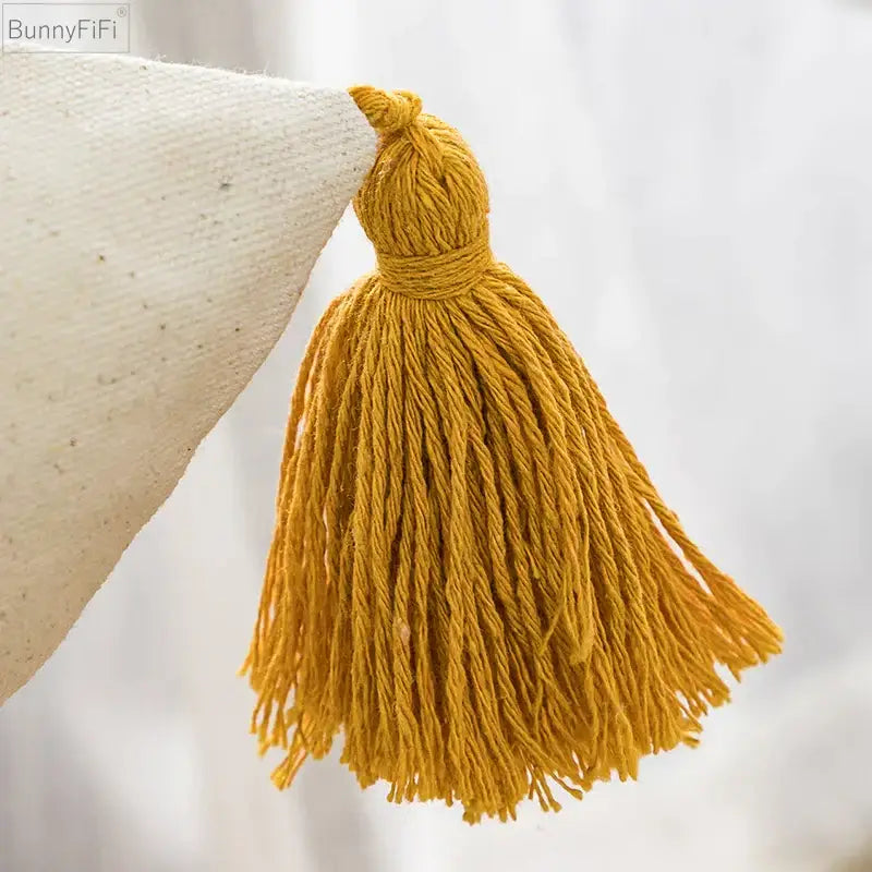 Yellow White Tassel Cushion