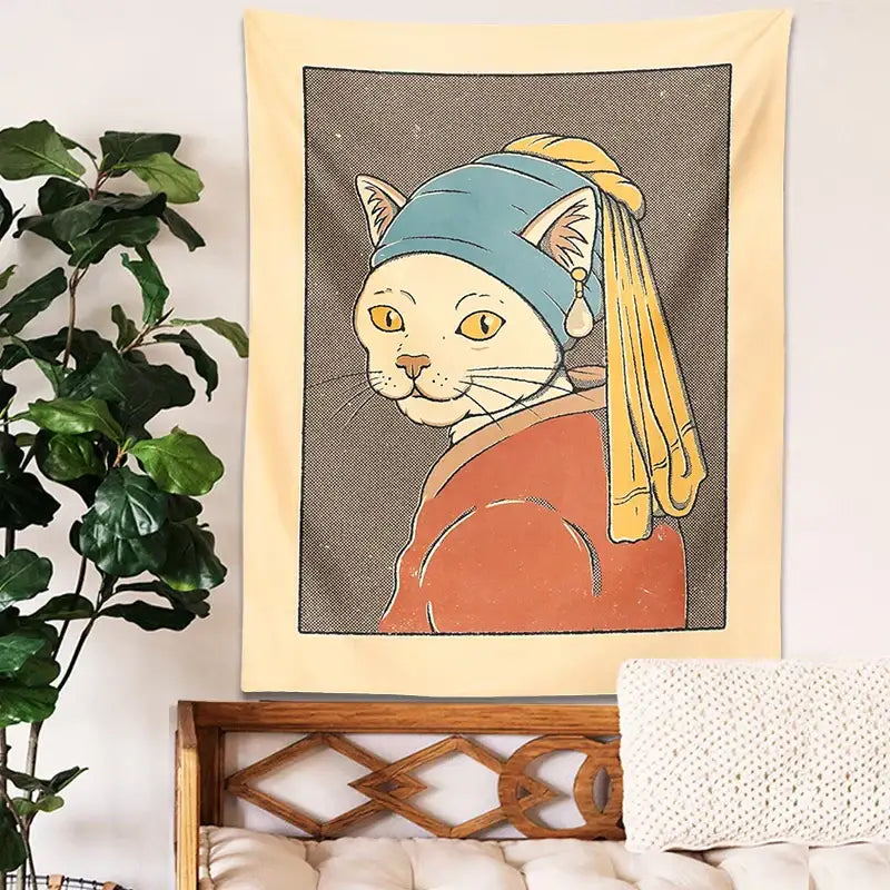 Cat Pearl Earring Tapestry