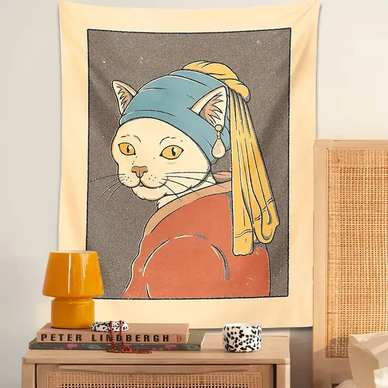 Cat Pearl Earring Tapestry
