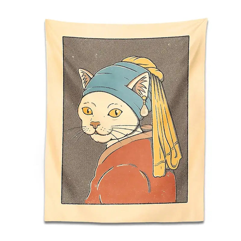Cat Pearl Earring Tapestry