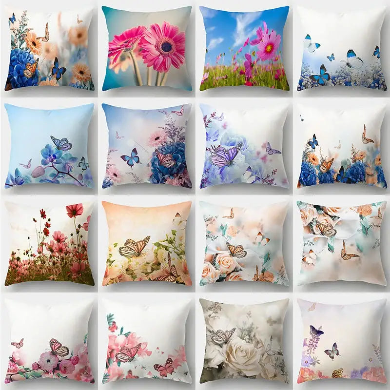 Butterfly Flower Cushion Cover