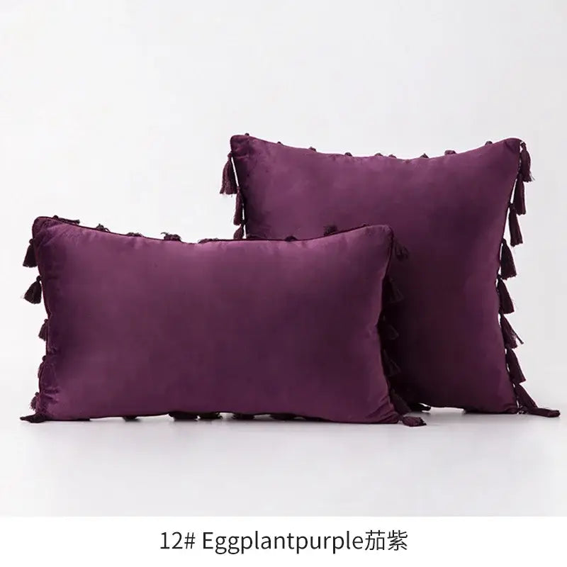 Fringed Tassel Velvet Pillowcase