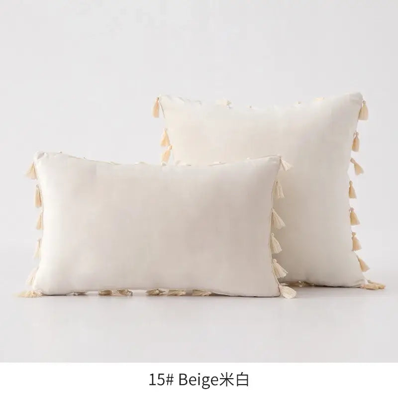 Fringed Tassel Velvet Pillowcase