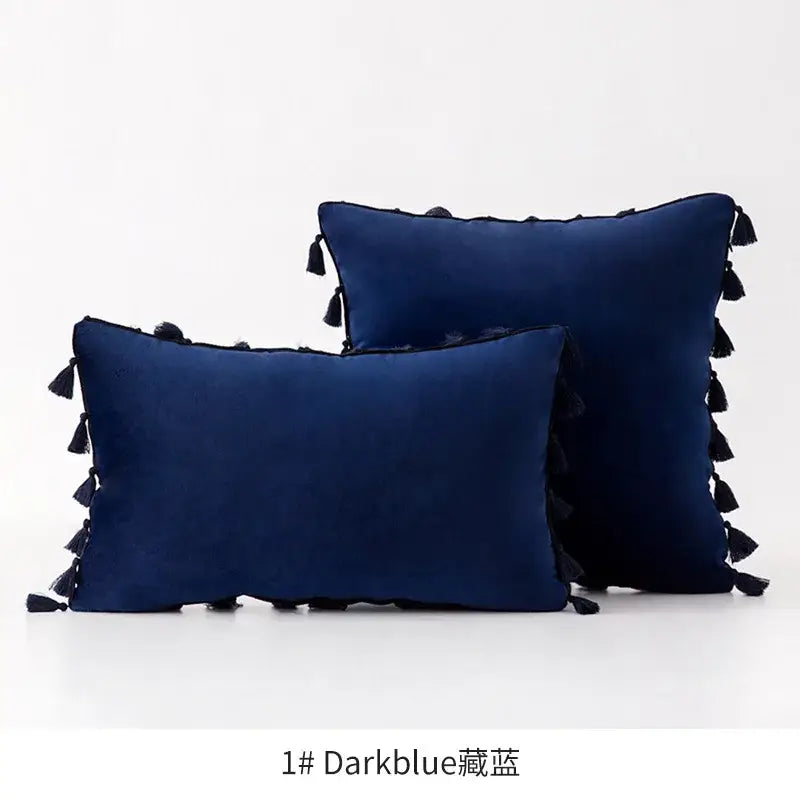 Fringed Tassel Velvet Pillowcase
