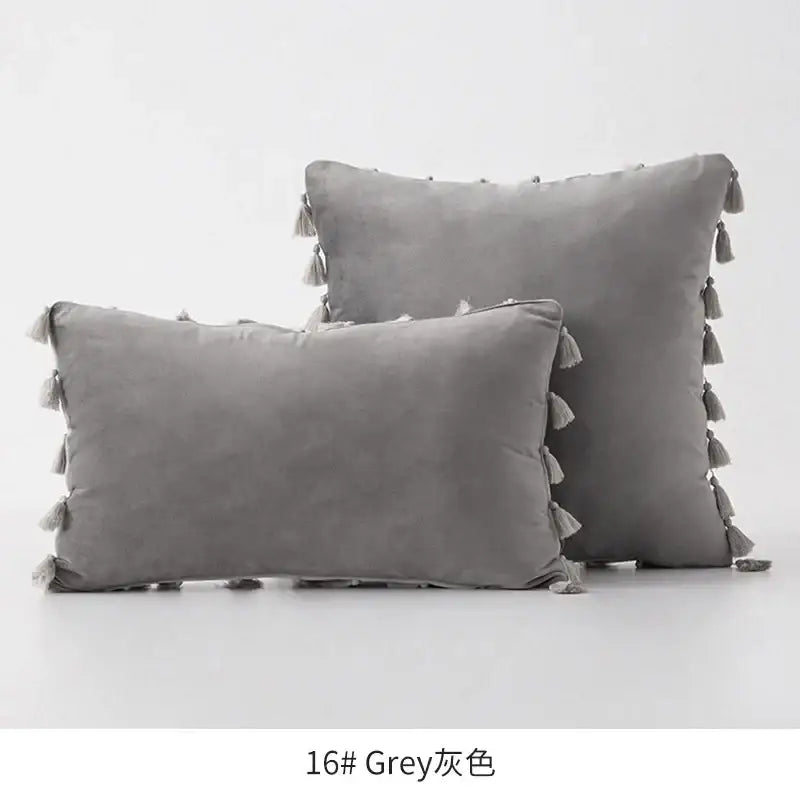 Fringed Tassel Velvet Pillowcase