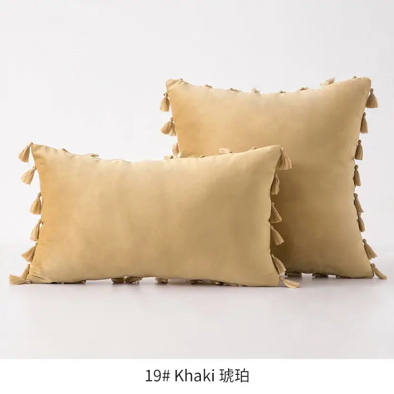 Fringed Tassel Velvet Pillowcase