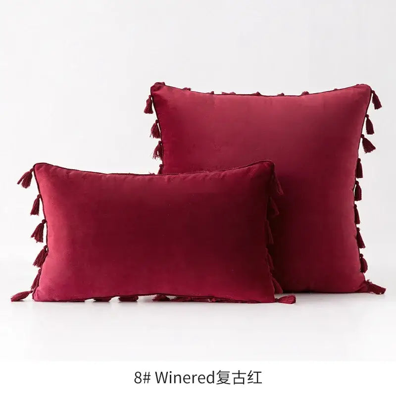Fringed Tassel Velvet Pillowcase