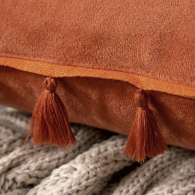 Fringed Tassel Velvet Pillowcase