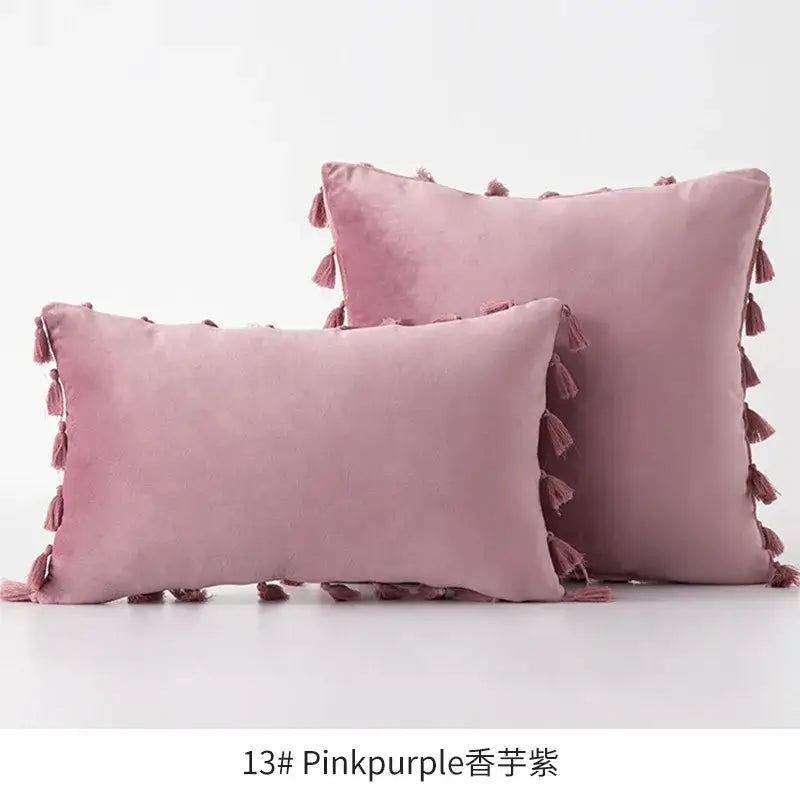 Fringed Tassel Velvet Pillowcase