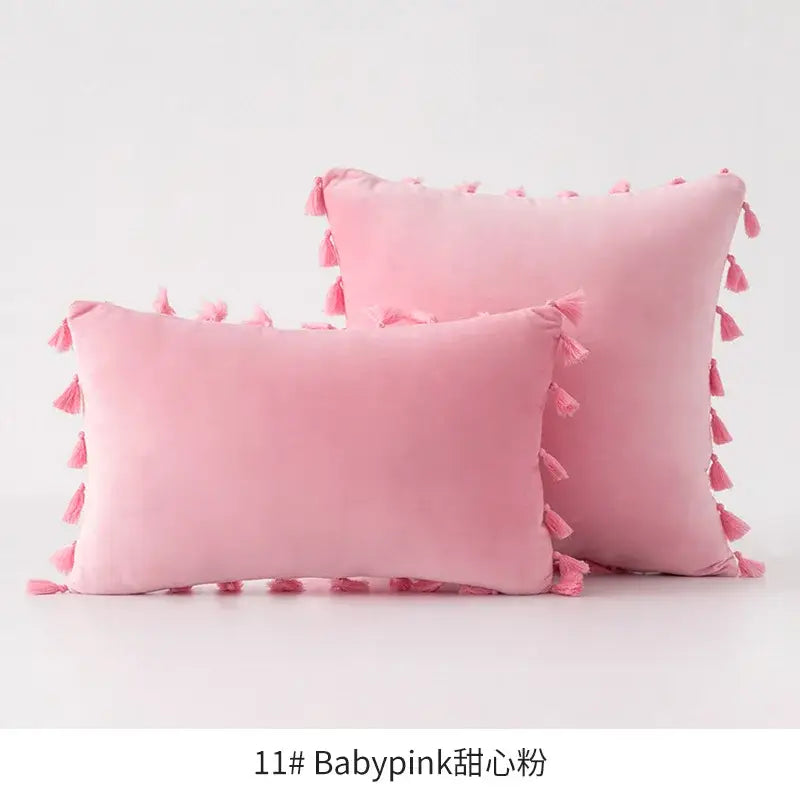 Fringed Tassel Velvet Pillowcase