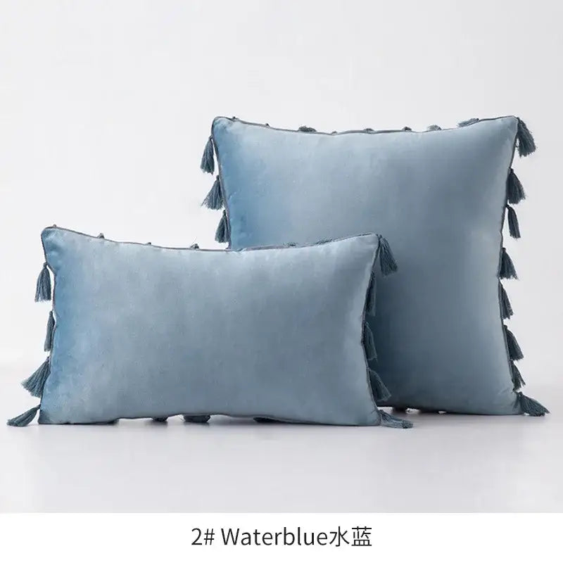 Fringed Tassel Velvet Pillowcase