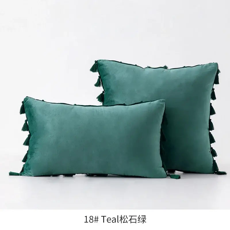 Fringed Tassel Velvet Pillowcase