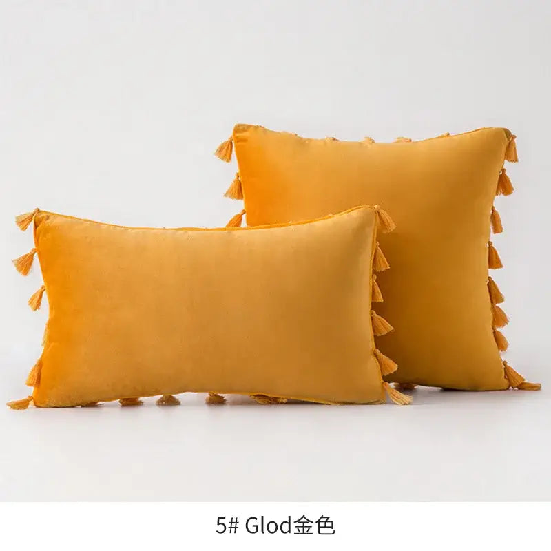 Fringed Tassel Velvet Pillowcase