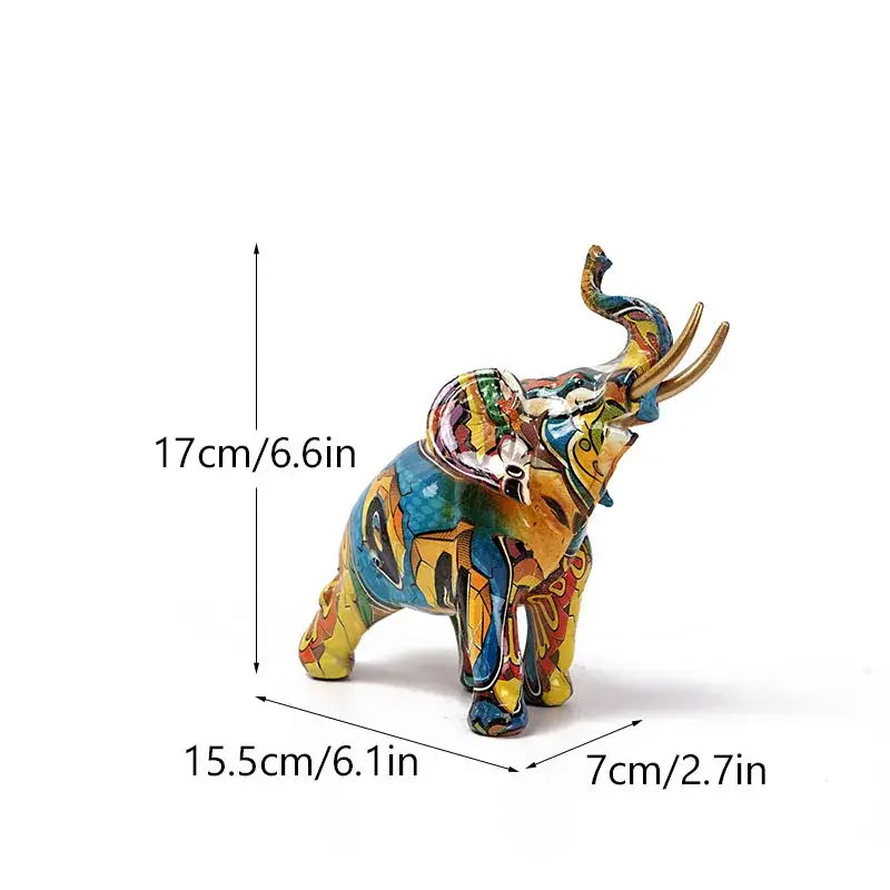 Graffiti Elephant Resin Sculpture Vibrant Design