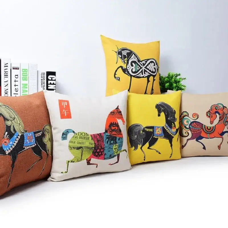 Horse Pattern Cotton Pillowcase