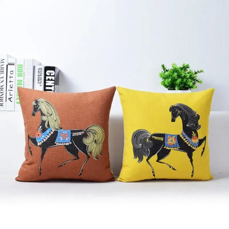 Horse Pattern Cotton Pillowcase