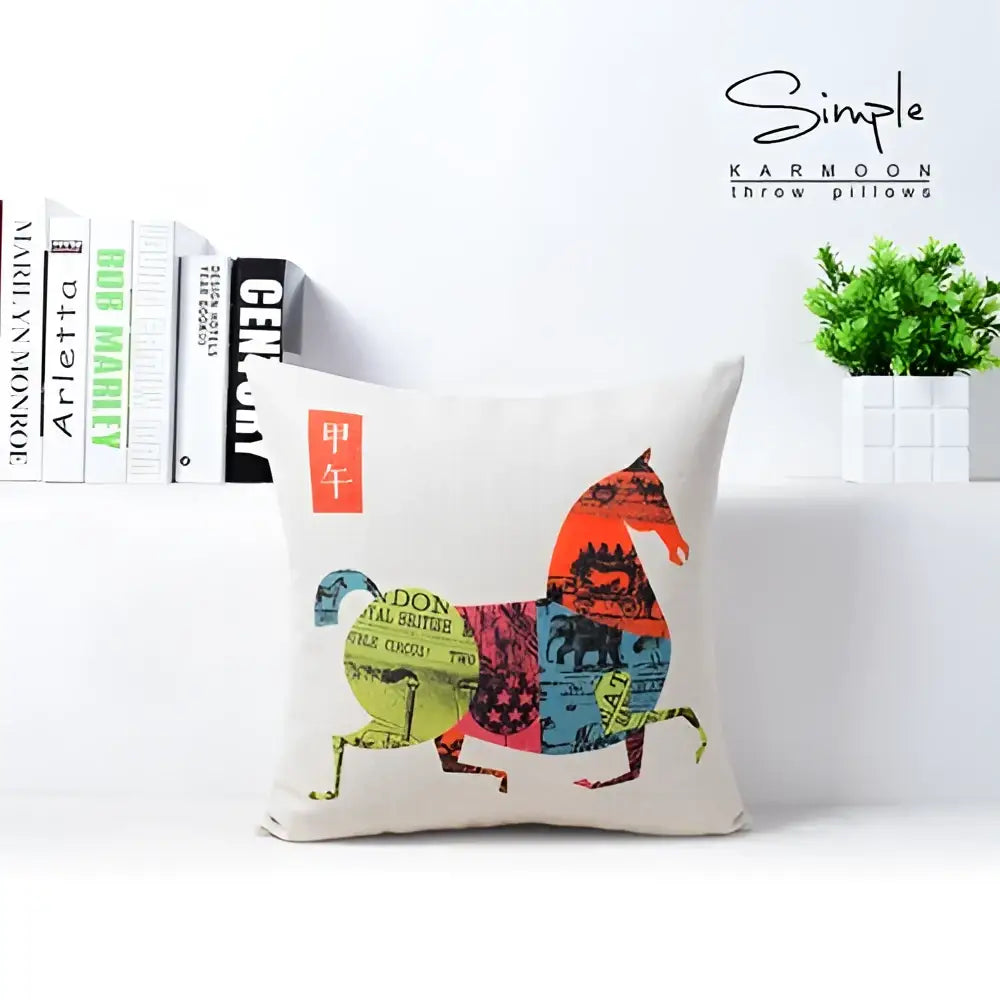 Horse Pattern Cotton Pillowcase