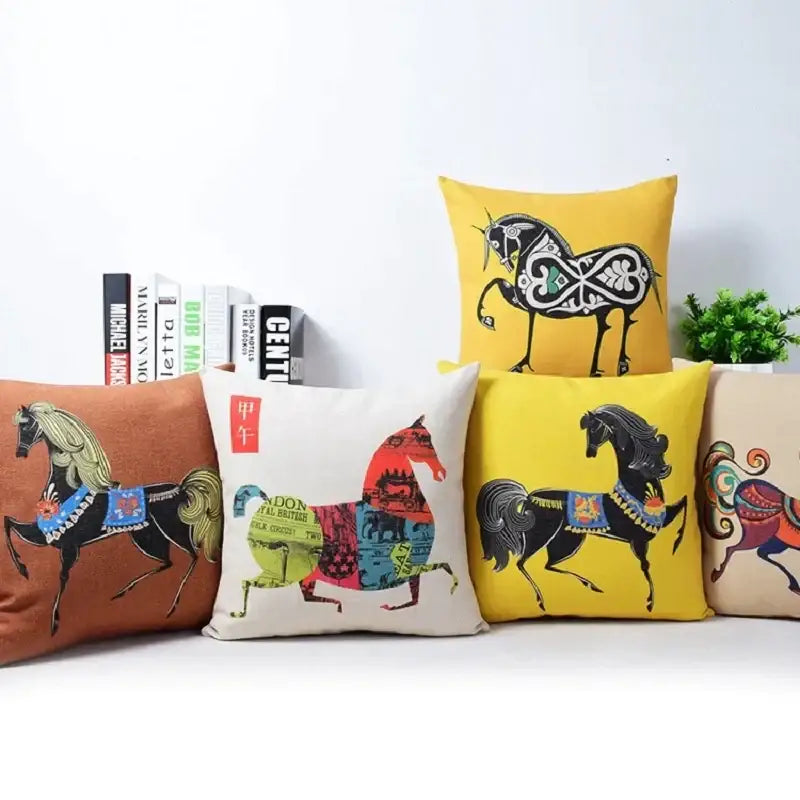 Horse Pattern Cotton Pillowcase
